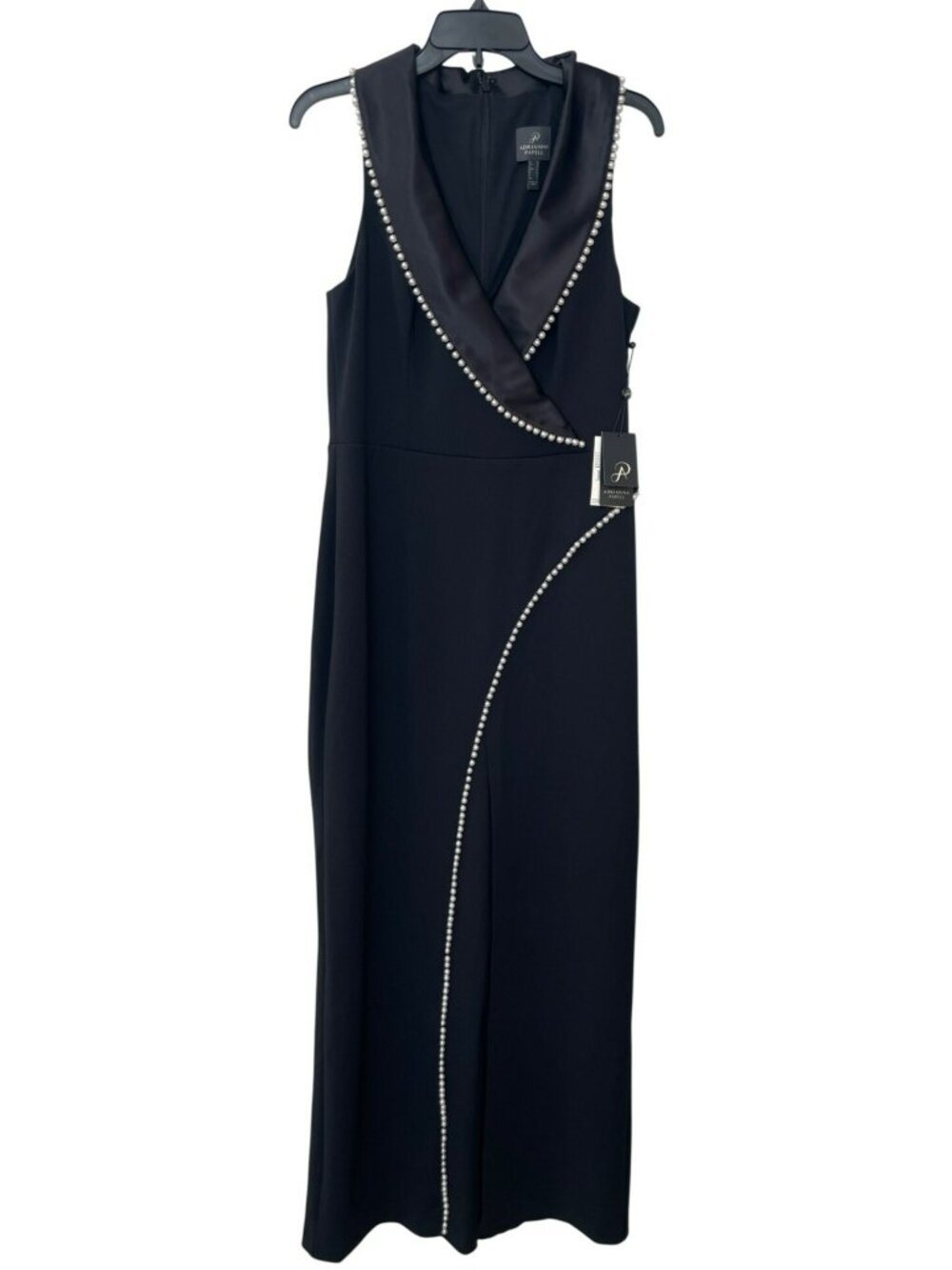 Adrianna Papell Black Pearl Crepe Jumpsuit Formal Sleeveless Sz 12 MSRP$199 NEW